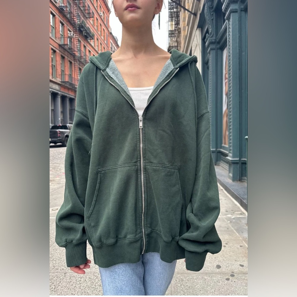 COPY - Brandy Melville Green Zip Up Oversized